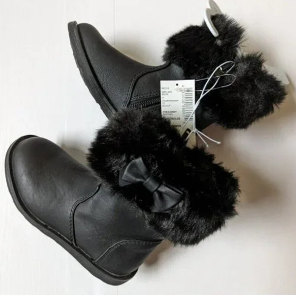 The Children's Place Girl's Boot Kids Black Glitter Chalet Boot Winter Boots - Picture 4 of 4